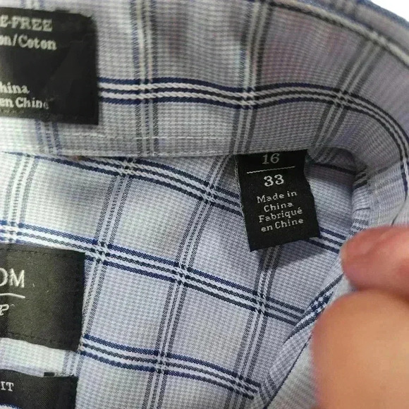 Nordstrom Smartcare Button Shirt Size 16 33 Wrinkle Free Cotton Blue White *READ - Picture 4 of 11